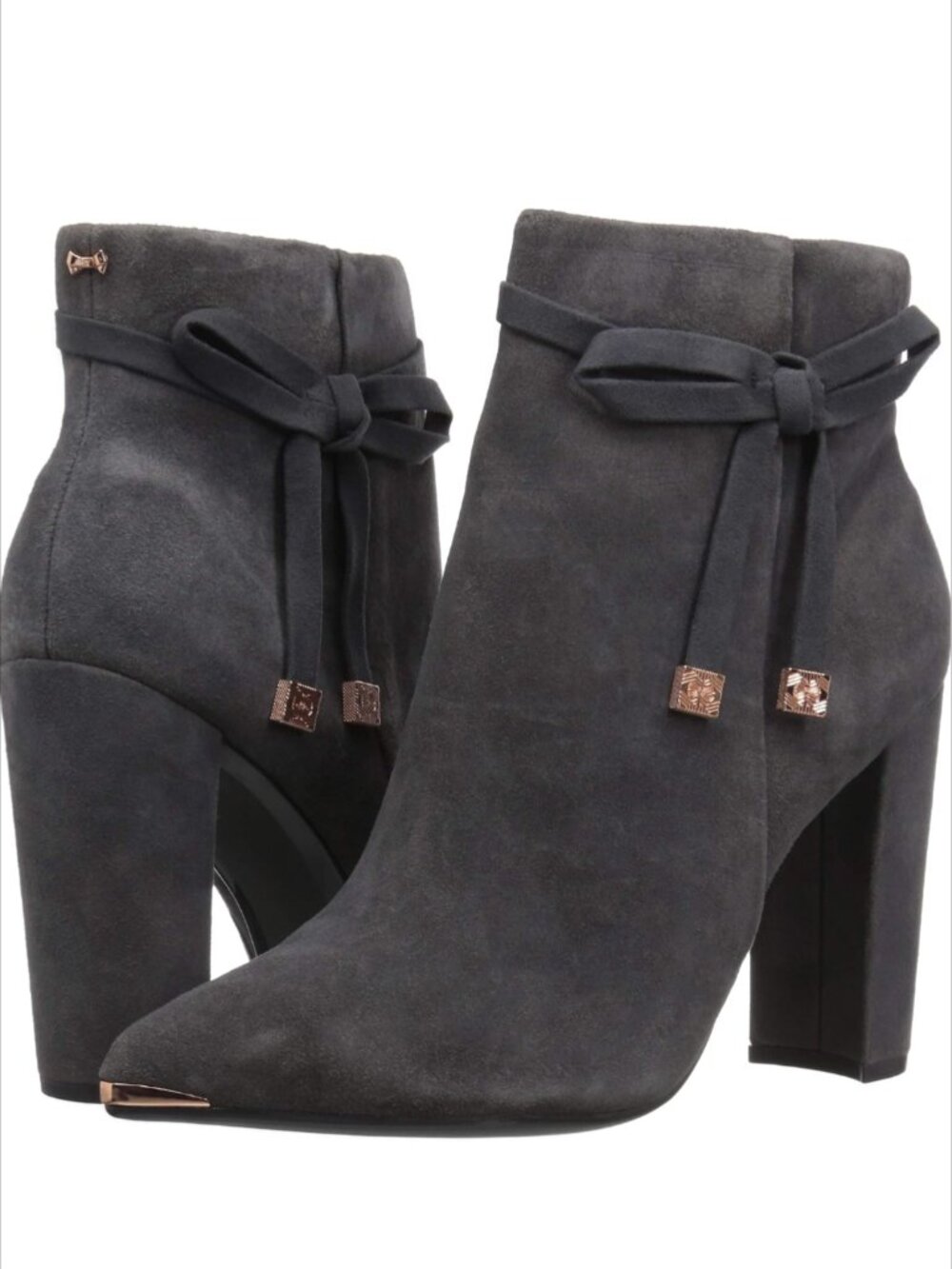 Ted Baker Womens Qatena Ankle Boot Gray Suede Rose Gold Classic EU42/US11.5